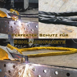 STAHLWERK Schutzschlauch Flexhülle 3,5m Für Schlauchpakete Echt Leder Für WIG TIG MIG MAG MMA Plasma Hitze Und Feuerbeständig