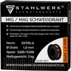 STAHLWERK MIG MAG Schweissdraht ER70S-6 SG3 Ø 1,0 Mm S200/D200 Drahtrolle 5 Kg 7 STAHLWERK MIG MAG Schweissdraht ER70S-6 SG3 Ø 1,0 Mm S200/D200 Drahtrolle 5 Kg -MIG-Schweißen Verkaufsgeschäft 20797355 3