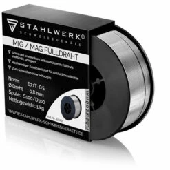STAHLWERK MIG/MAG Premium Schweißdraht Ø 0,8 Mm, FLUX Fülldraht E71T-GS, Auf 1 Kg D100 Rolle Mit 16 Mm Dorn, Universell Einsetzbar