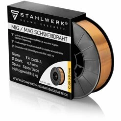 STAHLWERK MIG MAG CuSi3 Schweißdraht 0,8 Mm 5 Kg Drahtrolle Kupferbasiertes MIG-Lot Für Kupfer Messing Edelstahl Stahl Und Galvanisch/elektrolytisch Verzinkte Stahlbleche Bis 1,5 Mm