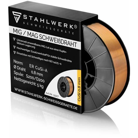 STAHLWERK MIG MAG CuSi3 Schweißdraht 0,8 Mm 5 Kg Drahtrolle Kupferbasiertes MIG-Lot Für Kupfer Messing Edelstahl Stahl Und Galvanisch/elektrolytisch Verzinkte Stahlbleche Bis 1,5 Mm 3 STAHLWERK MIG MAG CuSi3 Schweißdraht 0,8 Mm 5 Kg Drahtrolle Kupferbasiertes MIG-Lot Für Kupfer Messing Edelstahl Stahl Und Galvanisch/elektrolytisch Verzinkte Stahlbleche Bis 1,5 Mm