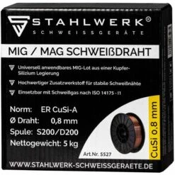 STAHLWERK MIG MAG CuSi3 Schweißdraht 0,8 Mm 5 Kg Drahtrolle Kupferbasiertes MIG-Lot Für Kupfer Messing Edelstahl Stahl Und Galvanisch/elektrolytisch Verzinkte Stahlbleche Bis 1,5 Mm 7 STAHLWERK MIG MAG CuSi3 Schweißdraht 0,8 Mm 5 Kg Drahtrolle Kupferbasiertes MIG-Lot Für Kupfer Messing Edelstahl Stahl Und Galvanisch/elektrolytisch Verzinkte Stahlbleche Bis 1,5 Mm -MIG-Schweißen Verkaufsgeschäft 31443508 3