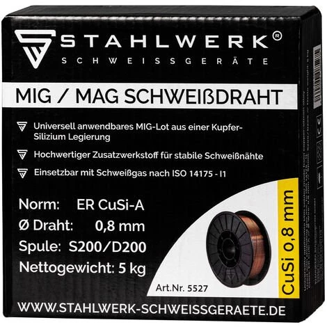 STAHLWERK MIG MAG CuSi3 Schweißdraht 0,8 Mm 5 Kg Drahtrolle Kupferbasiertes MIG-Lot Für Kupfer Messing Edelstahl Stahl Und Galvanisch/elektrolytisch Verzinkte Stahlbleche Bis 1,5 Mm 5 STAHLWERK MIG MAG CuSi3 Schweißdraht 0,8 Mm 5 Kg Drahtrolle Kupferbasiertes MIG-Lot Für Kupfer Messing Edelstahl Stahl Und Galvanisch/elektrolytisch Verzinkte Stahlbleche Bis 1,5 Mm – Bild 3