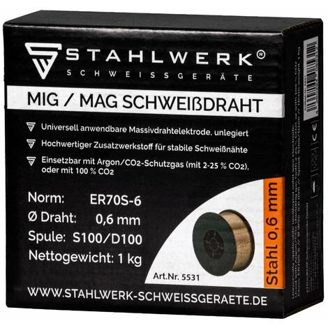 STAHLWERK MIG MAG Schweißdraht ER70S-6 SG3 Ø 0,6 Mm S100/D100 Drahtrolle 1 Kg Im 2er Set 5 STAHLWERK MIG MAG Schweißdraht ER70S-6 SG3 Ø 0,6 Mm S100/D100 Drahtrolle 1 Kg Im 2er Set – Bild 3