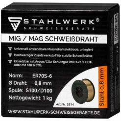 STAHLWERK 3 × MIG MAG Schweißdraht Fluxdraht ER70S-6 Ø 0,8 Mm 1 Kg D100 Drahtrolle -MIG-Schweißen Verkaufsgeschäft 36592487 3