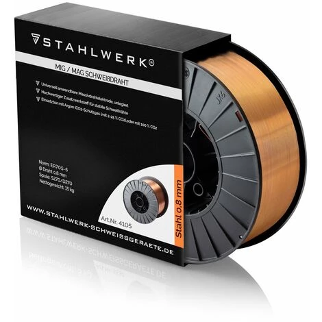 STAHLWERK MIG MAG Premium Schweißdraht / Drahtrolle ER70S-6 SG3 0,8 Mm S270/D270 15 Kg Für Schweißarbeiten Mit Schutzgas 3 STAHLWERK MIG MAG Premium Schweißdraht / Drahtrolle ER70S-6 SG3 0,8 Mm S270/D270 15 Kg Für Schweißarbeiten Mit Schutzgas