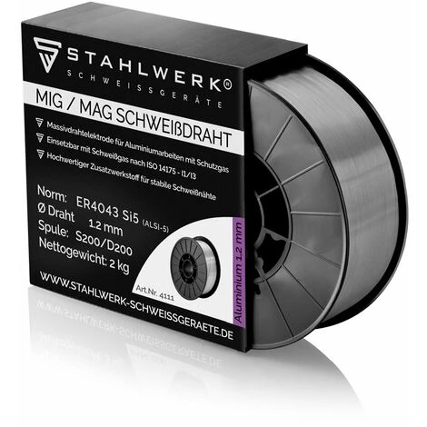 STAHLWERK MIG MAG Premium Aluminium Schweißdraht / Drahtrolle ER4043 Si5 1,2 Mm S200/D200 2 Kg Für Aluminium-Schweißarbeiten Mit Schutzgas 3 STAHLWERK MIG MAG Premium Aluminium Schweißdraht / Drahtrolle ER4043 Si5 1,2 Mm S200/D200 2 Kg Für Aluminium-Schweißarbeiten Mit Schutzgas