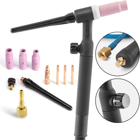 STAHLWERK WP-17V Universal Lift-Tig-Brenner / Schweißbrenner Bis 200 A Mit 4 M Schlauchpaket Und 13 Mm Dorn 3 STAHLWERK WP-17V Universal Lift-Tig-Brenner / Schweißbrenner Bis 200 A Mit 4 M Schlauchpaket Und 13 Mm Dorn